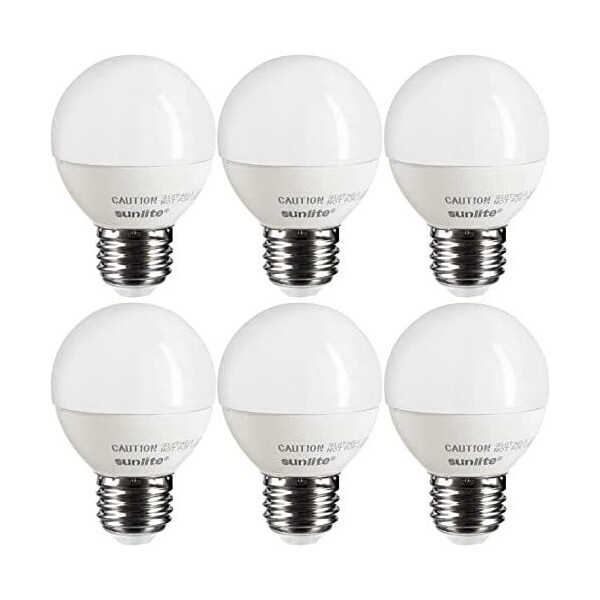 Sunlite LED G16 Globe Light Bulb, 5W 40W=, 350 Lumens, Dimmable, Medium E26 Base, Frosted, 6PK 40288-NS - main